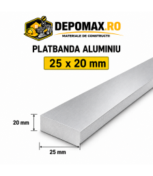 Platbanda aluminiu 25 x 20 mm, 6 metri (EN-AW 6060)
